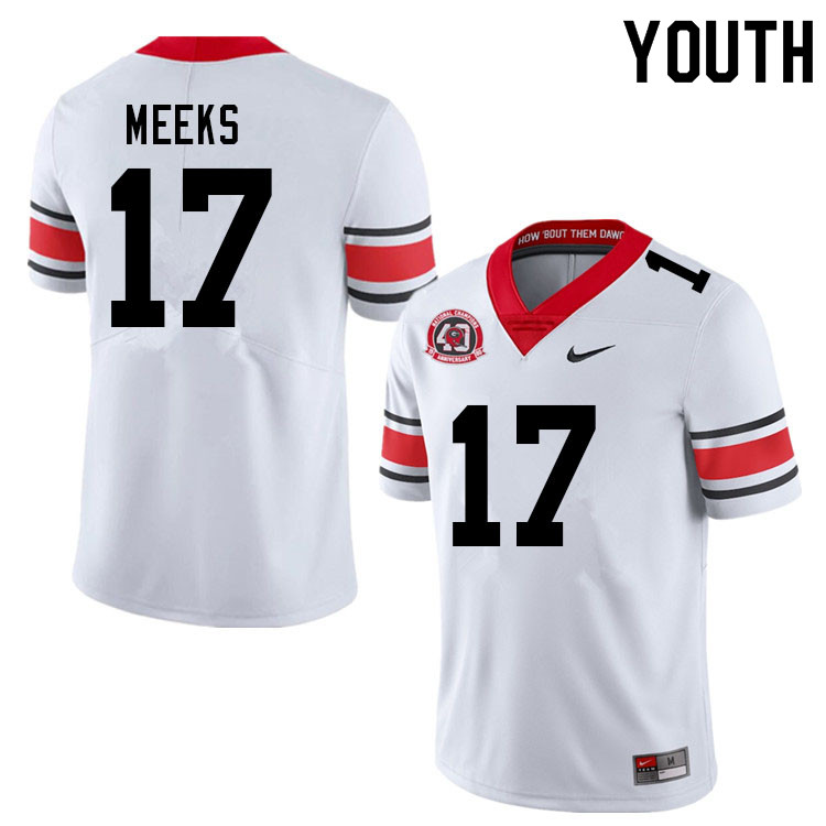 Georgia Bulldogs Youth Jackson Meeks #17 White 1980 National Champions 40th Anniversary Stitched College UGA Football Jersey 23YS015TT